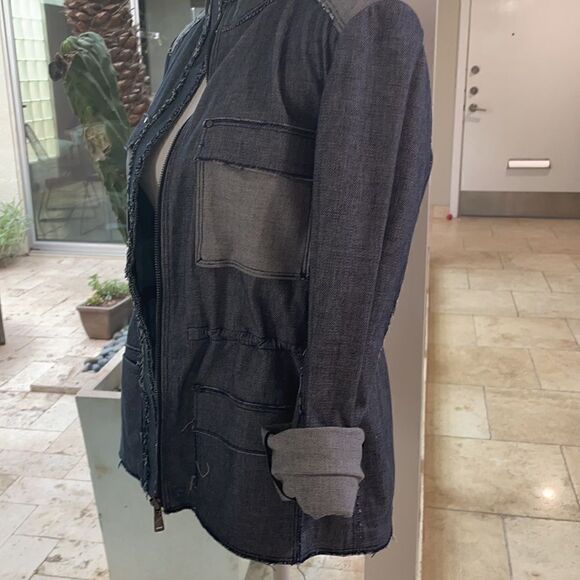 Tahari Light Denim Zip-Up Jacket - Picture 5 of 7